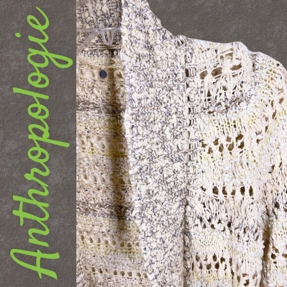 ANTHROPOLOGIE Knitted & Knotted Soubrette Open Knit Sequin Cardigan, Size XS - Picture 5 of 12